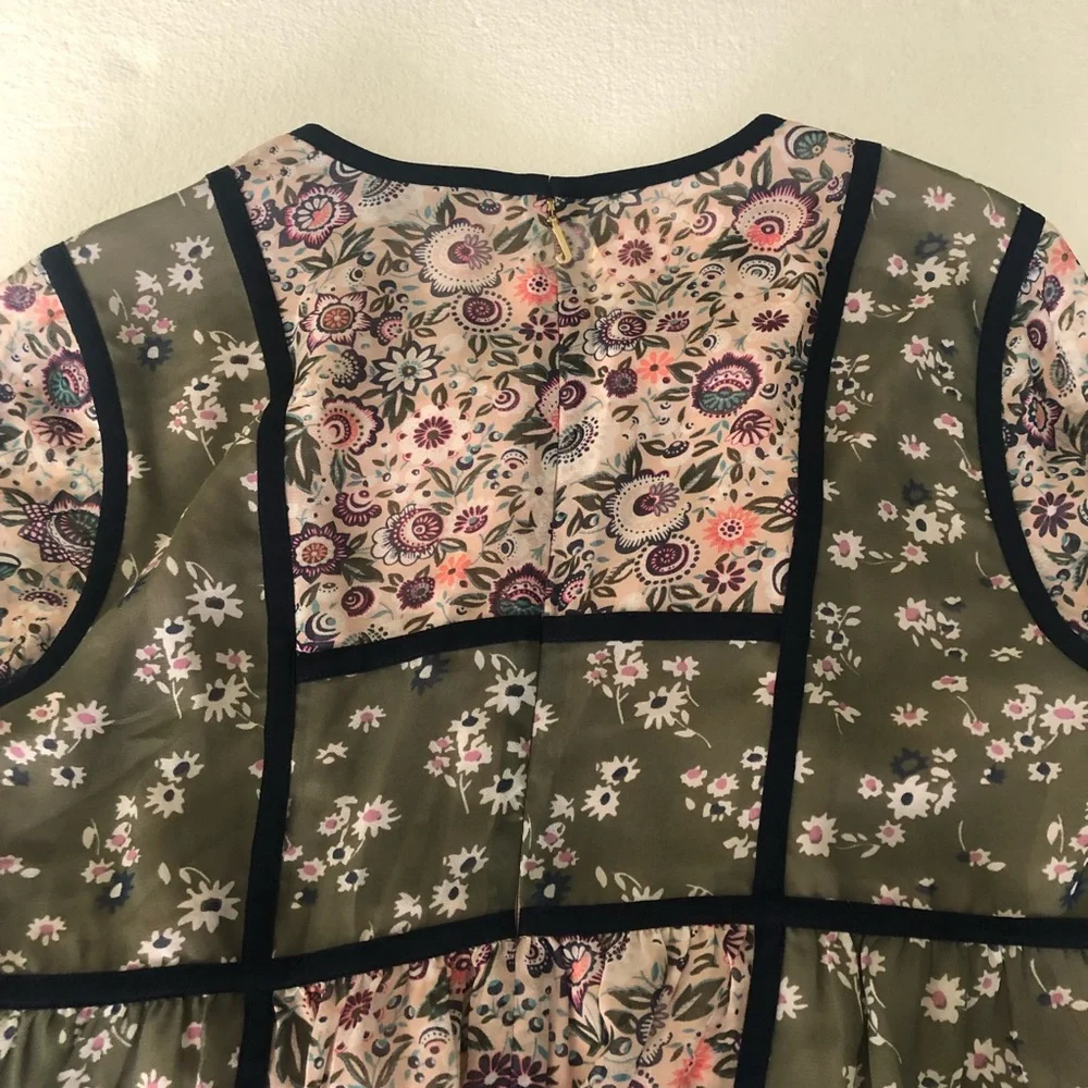 Juicy Couture NWOT pink green floral bohemian long sleeve mini dress - Picture 9 of 12